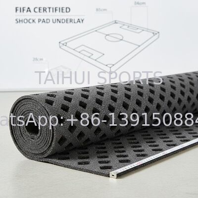 แผ่นรองพื้นพัดชนิดที่ได้รับการรับรองจาก FIFA ด้วยการออกแบบหลุมเพชรสําหรับสนามกีฬาหญ้าเทียมความยาวที่กําหนดเอง