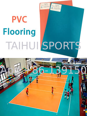 กระเบื้องปูพื้นวอลเลย์บอล PVC ขนาด 6 มม. สีเขียว/น้ำเงิน/เหลือง/แดง/เทา สำหรับฟิตเนส กลางแจ้ง และในร่ม